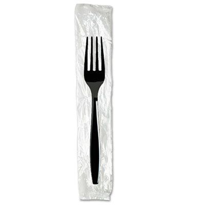 Individually Wrapped Forks, Plastic, Black, 1000/Carton